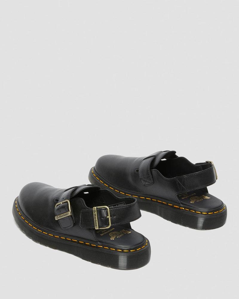 Dr Martens Jorge Made in England Læder Slingbacks Slidesandaler Dame Sort | DK 319YXF